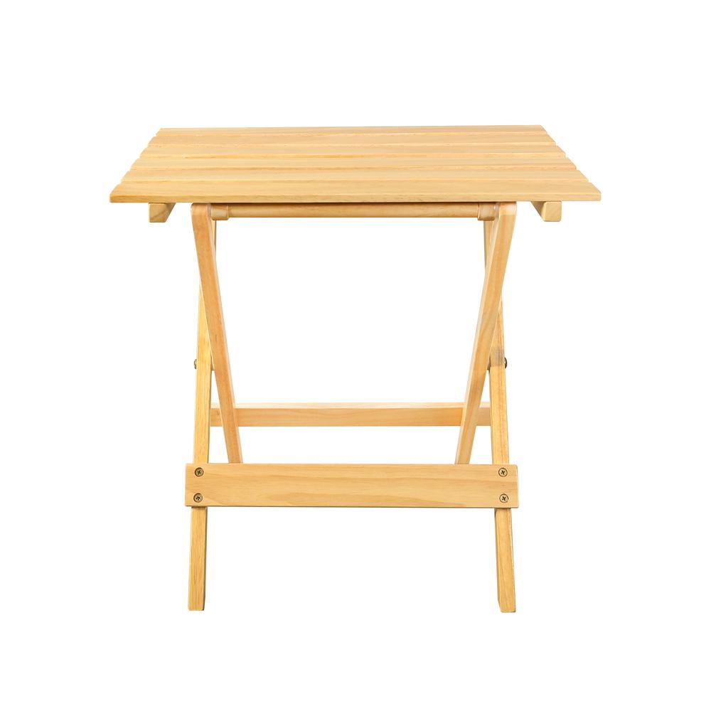 Portable Solid Wood Folding Side Table 2-Piece Set - Natural