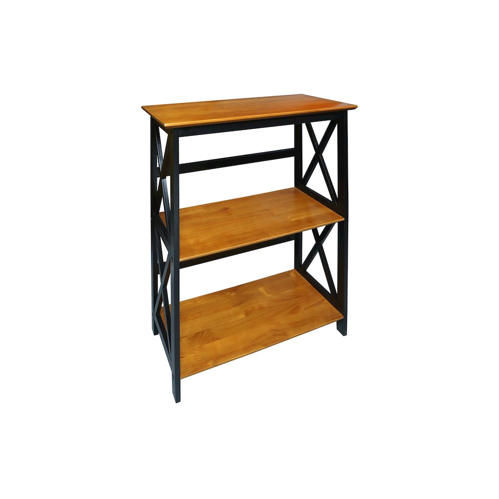 Montego 3-Shelf Bookcase, Antique Walnut/Black