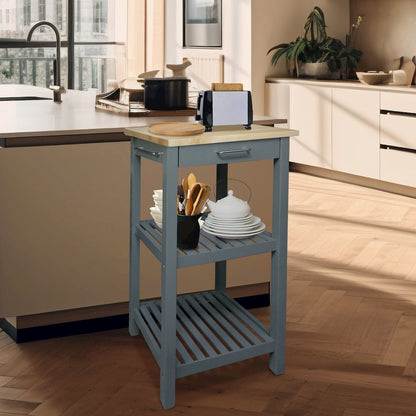 Sunrise Kitchen Island with Solid Wood Top - Slate Gray