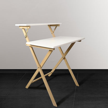 Solid Wood 2-tier Folding Laptop Working Desk