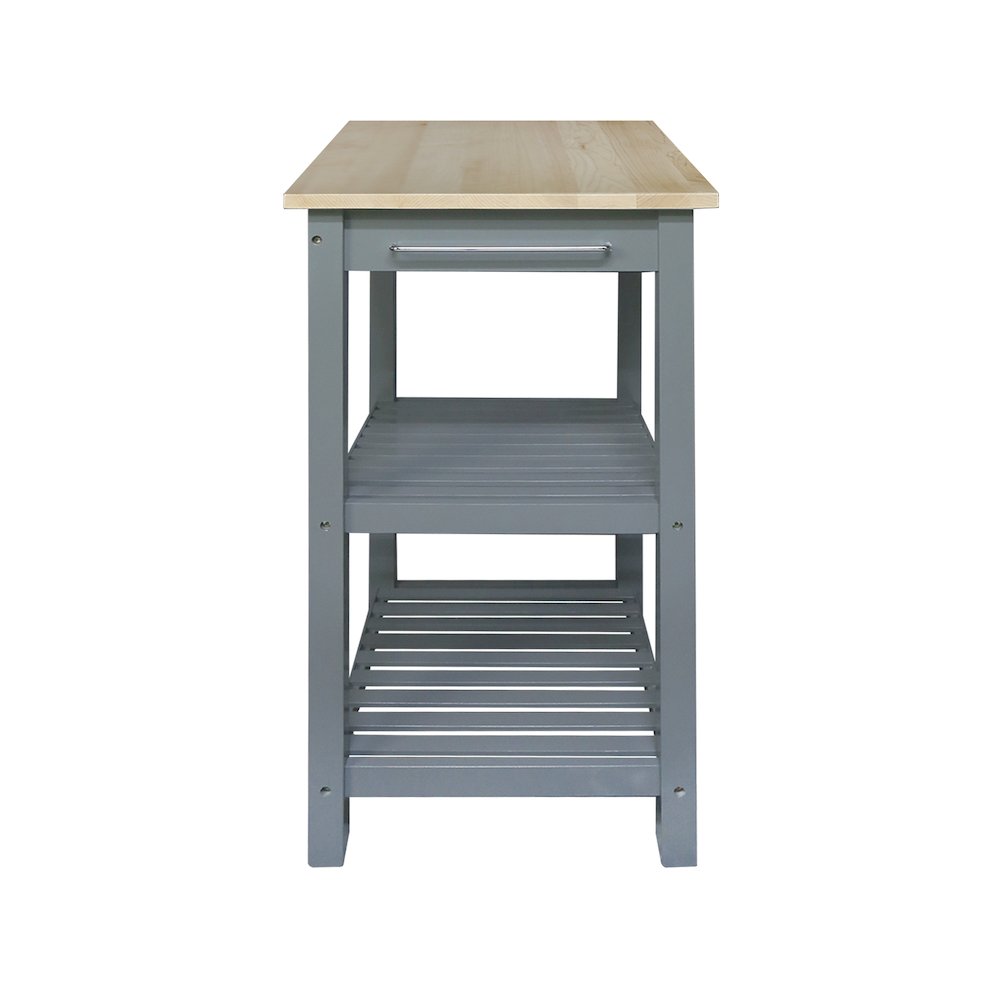 Sunrise Kitchen Island with Solid Wood Top - Slate Gray