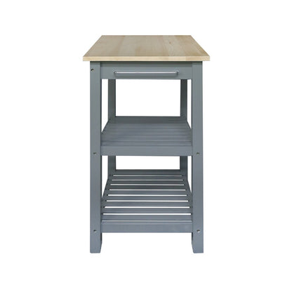 Sunrise Kitchen Island with Solid Wood Top - Slate Gray