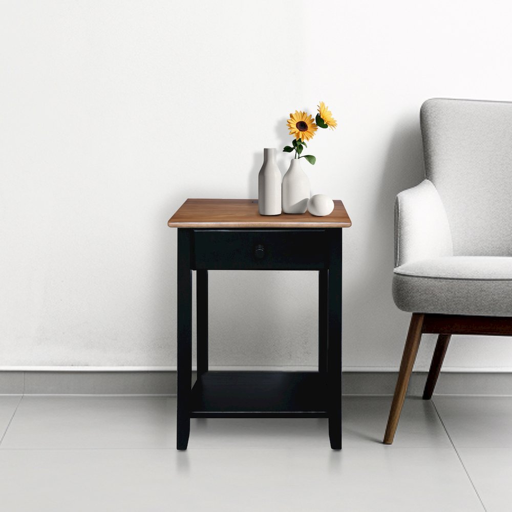 Night Owl Nightstand with USB Port - Walnut Black