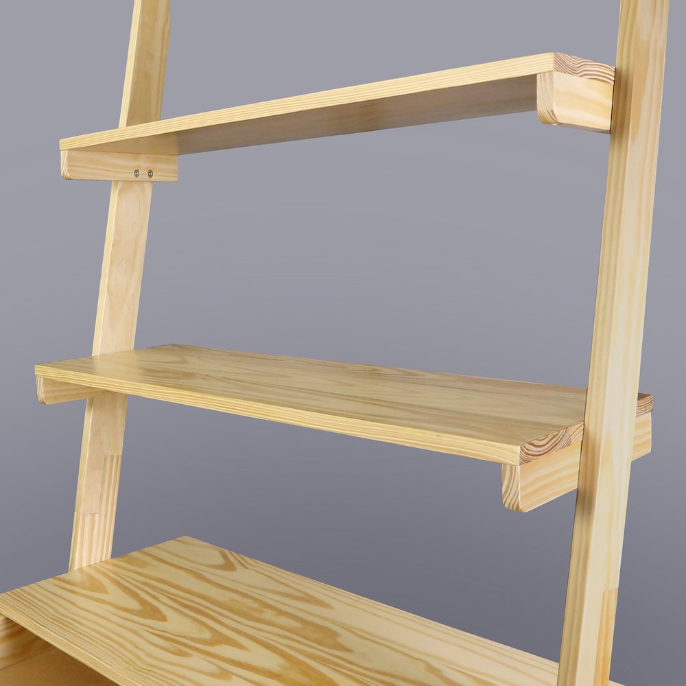 Freestanding Ladder Desk with Drawer, Natural