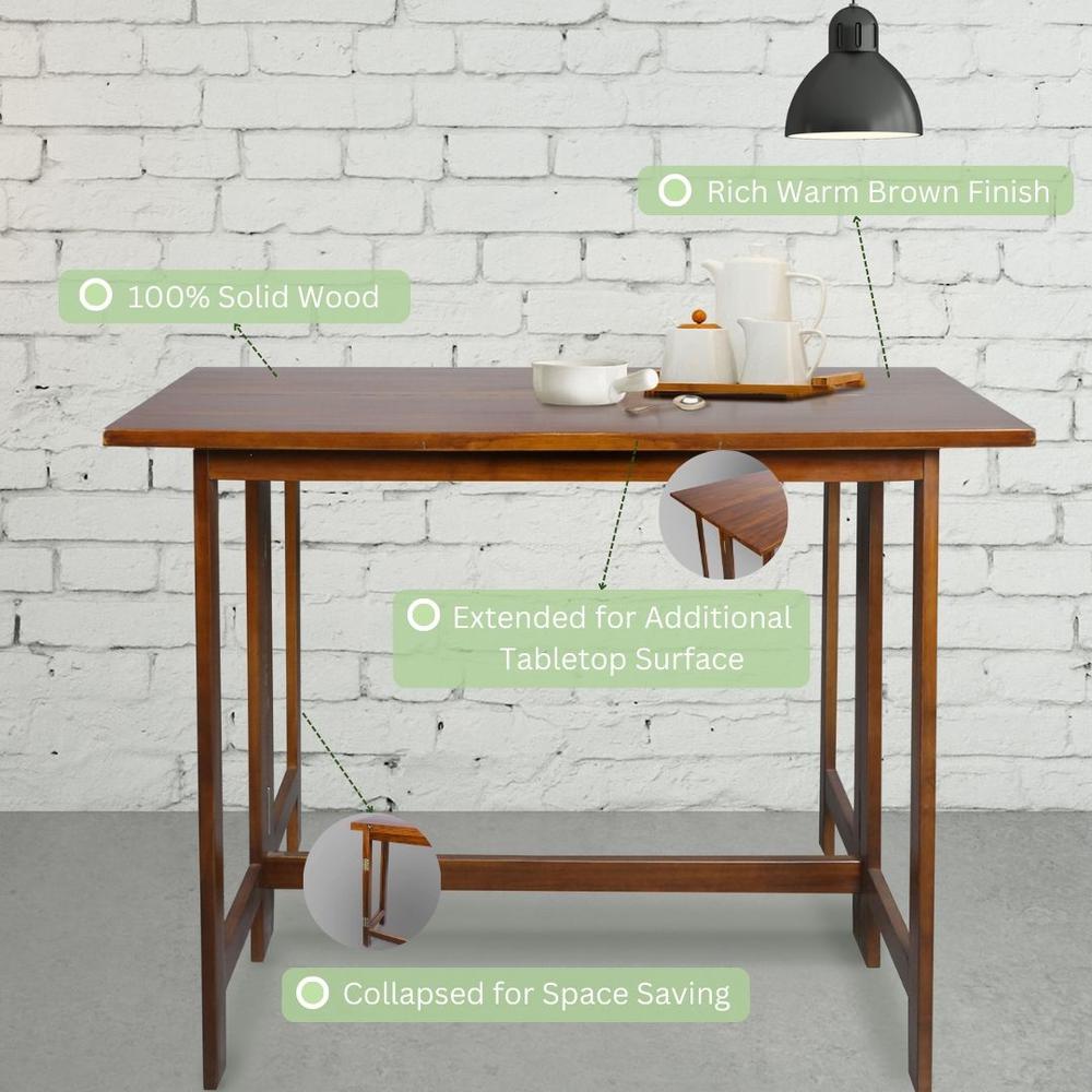 Solid Wood Folding Console to Dining Convertible Table