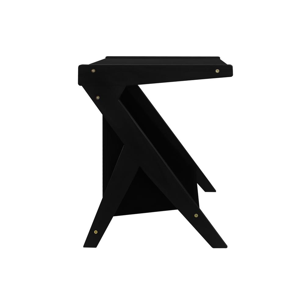 Casual Home Z-Shaped Sofa Side Table with Canvas Storage Basket - Black