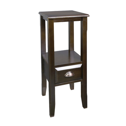 2-Tier Tall Side Table with Drawer - Java