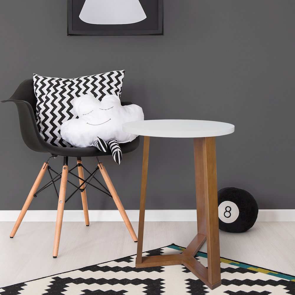 Aesthetic Tripod Round Side Table with Solid American Hardwood Legs, Walnut