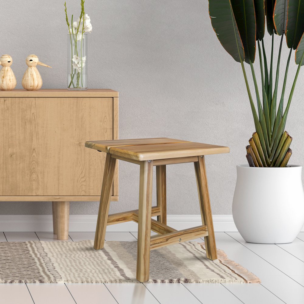 100% American Hardwood Rectangle Stool with Split Top