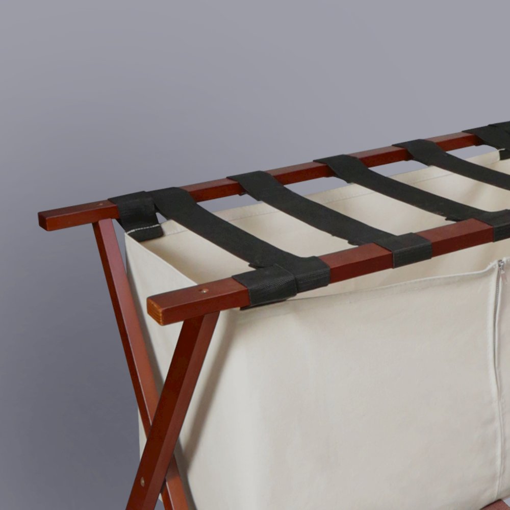 Heavy Duty 34" Extra Wide Luggage Rack with Zippered Laundry Bag- Walnut