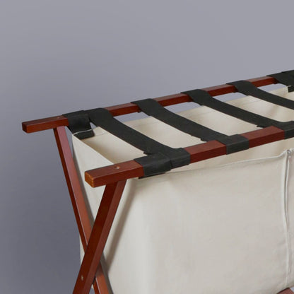 Heavy Duty 34" Extra Wide Luggage Rack with Zippered Laundry Bag- Walnut
