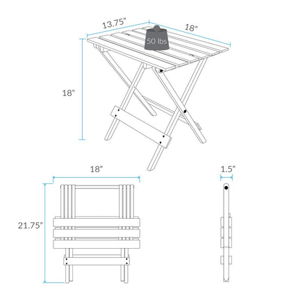 Portable Solid Wood Folding Side Table 2-Piece Set - White