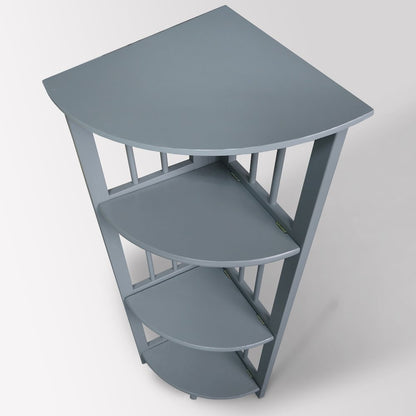 Casual Home Mission 4-Shelf Corner Folding Bookcase, Slate Gray