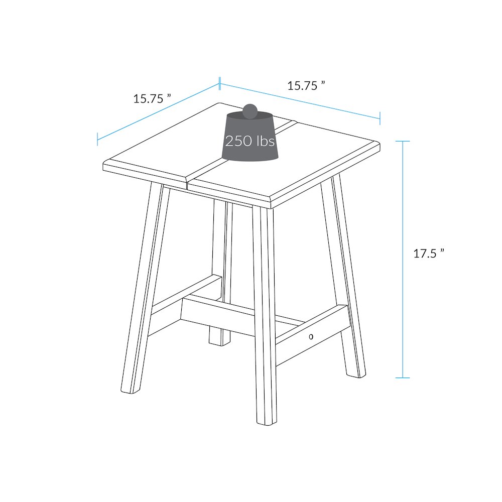 100% American Hardwood Rectangle Stool with Split Top