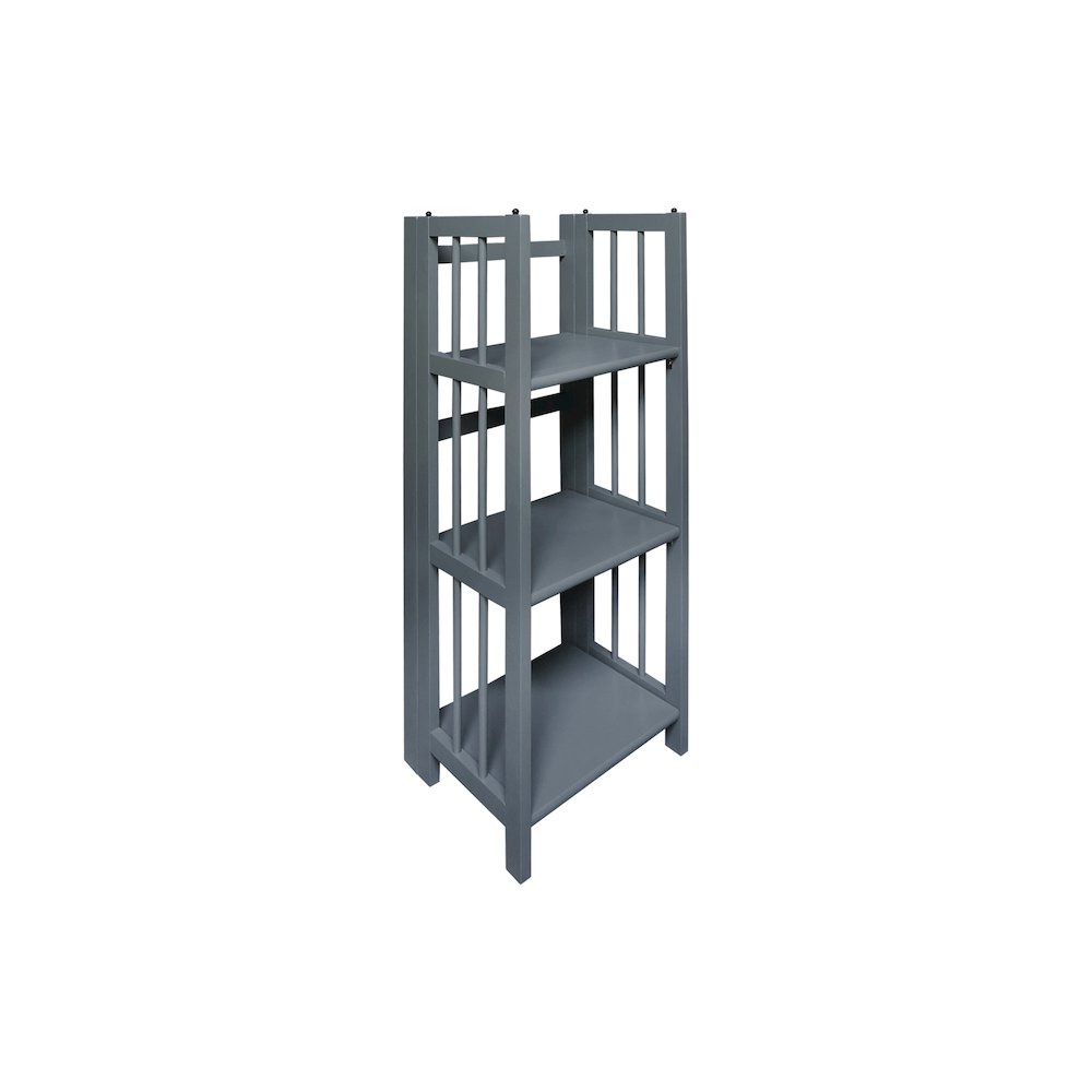3-Shelf Folding Bookcase 14" Wide, Slate Gray