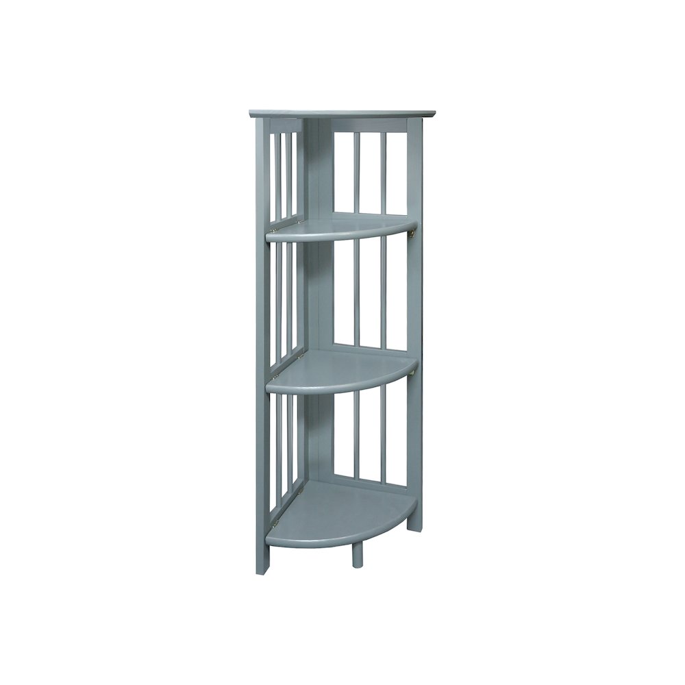 Casual Home Mission 4-Shelf Corner Folding Bookcase, Slate Gray