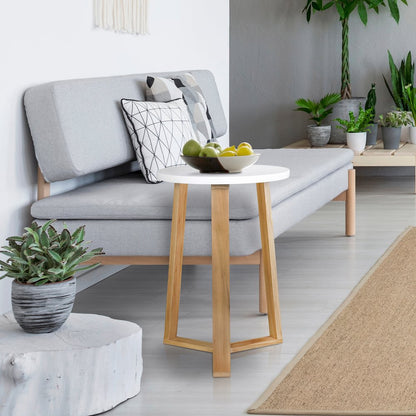 Aesthetic Tripod Round Side Table with Solid American Hardwood Legs, Natural
