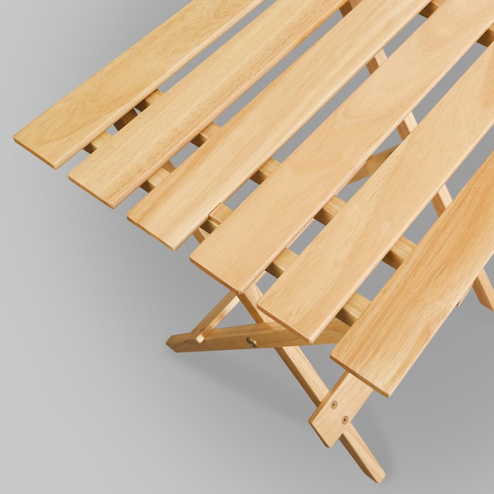 Portable Solid Wood Folding Side Table 2-Piece Set - Natural