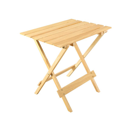 Portable Solid Wood Folding Side Table 2-Piece Set - Natural