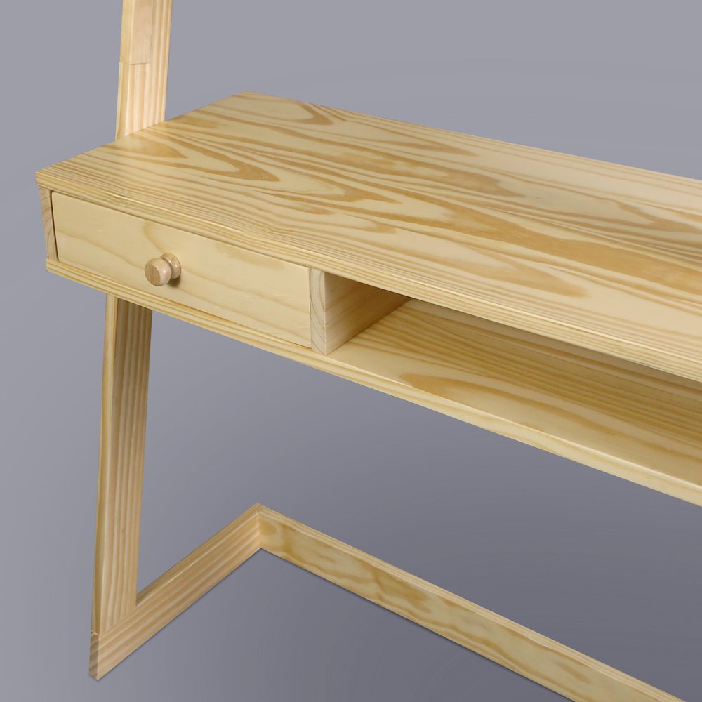 Freestanding Ladder Desk with Drawer, Natural