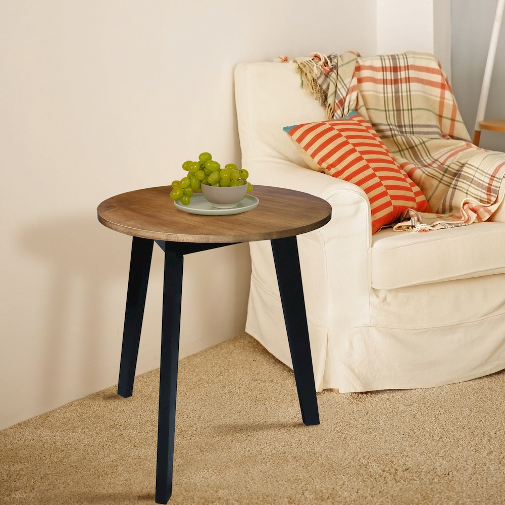 Three-Legged Round Side Modern Table with Solid American Hardwood Top