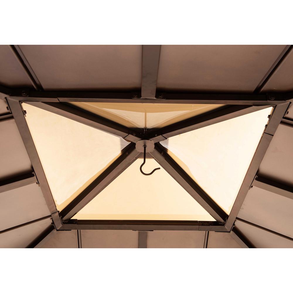 Sunjoy 9 x 9 ft Patio Cedar Framed Gazebo with Brown Steel Hardtop