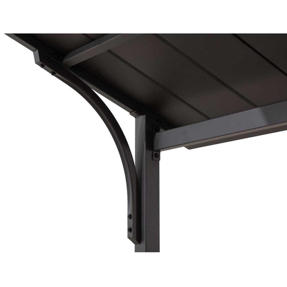 8x5 ftBrown Steel Frame 2-Tier BBQ Grill Gazebo with Ceiling Hook and Shelves