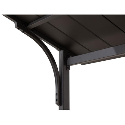 8x5 ftBrown Steel Frame 2-Tier BBQ Grill Gazebo with Ceiling Hook and Shelves