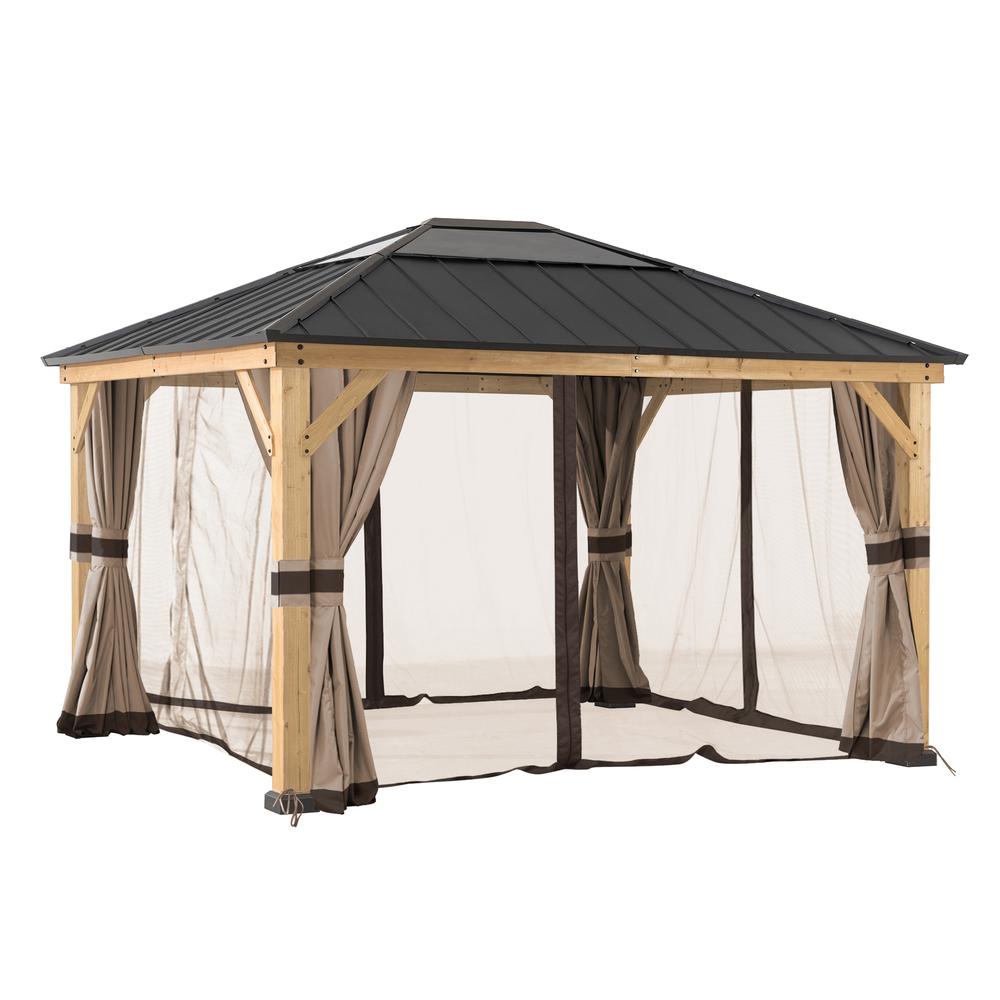 Universal Curtains and Mosquito Netting for 13×15ft Wood Framed Gazebos