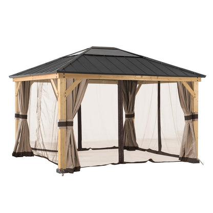 Universal Curtains and Mosquito Netting for 13×15ft Wood Framed Gazebos