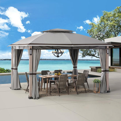Monterey Park 2-tier Patio Gazebo with LED Lighting and Bluetooth Sound