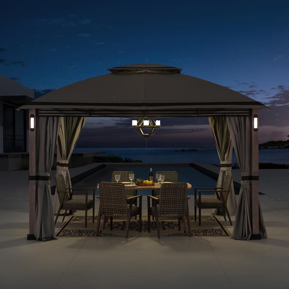 Monterey Park 2-tier Patio Gazebo with LED Lighting and Bluetooth Sound