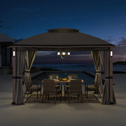 Monterey Park 2-tier Patio Gazebo with LED Lighting and Bluetooth Sound