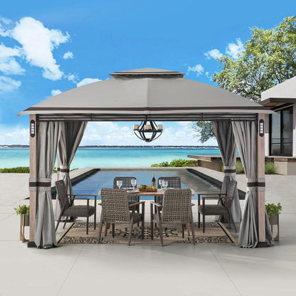 Monterey Park 2-tier Patio Gazebo with LED Lighting and Bluetooth Sound
