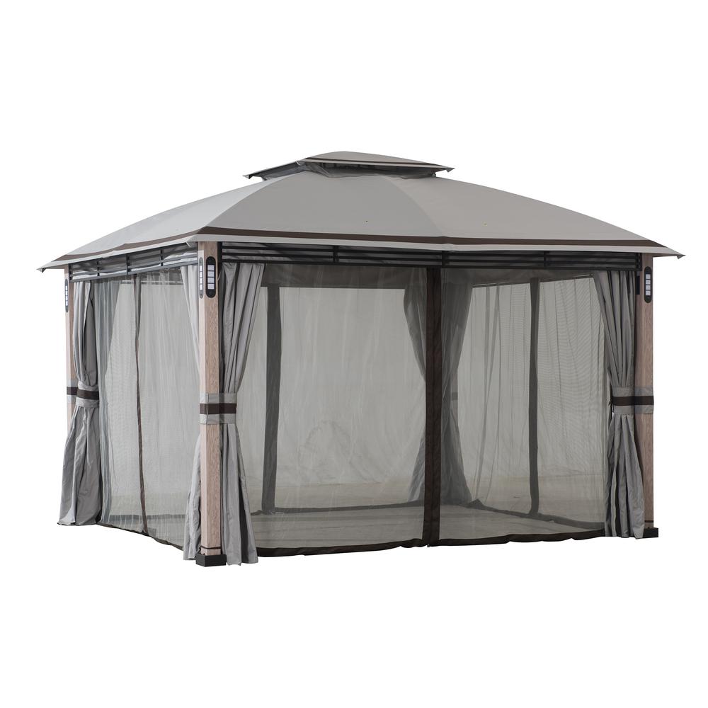 Monterey Park 2-tier Patio Gazebo with LED Lighting and Bluetooth Sound