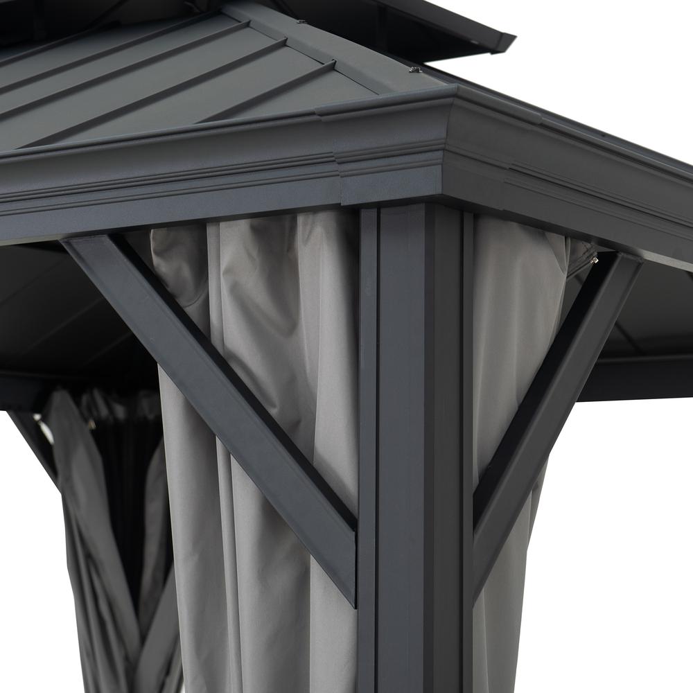 Sunjoy 10 x 10ft Patio Aluminum Frame Gazebo with 2 Tier Hardtop