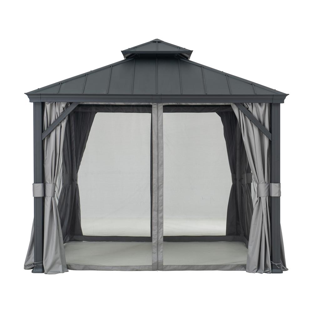 Sunjoy 10 x 10ft Patio Aluminum Frame Gazebo with 2 Tier Hardtop