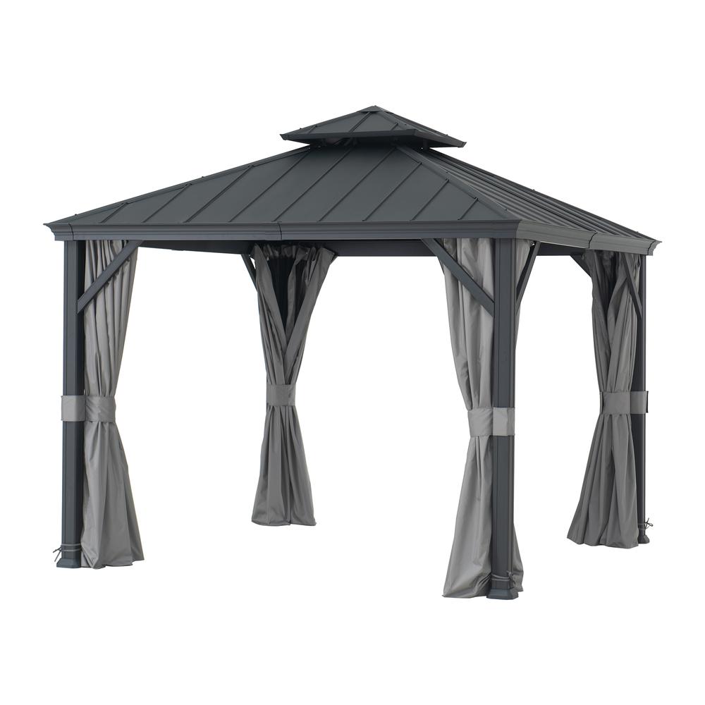 Sunjoy 10 x 10ft Patio Aluminum Frame Gazebo with 2 Tier Hardtop