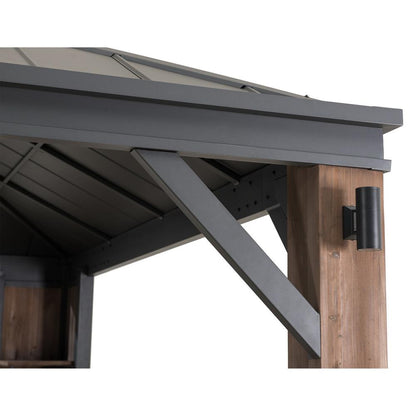 Sunjoy 12 x 14 ft Hardtop Gazebo with LED Lighting and Bluetooth Sound