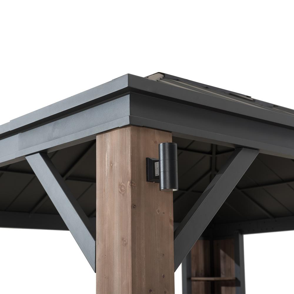 Sunjoy 12 x 14 ft Hardtop Gazebo with LED Lighting and Bluetooth Sound