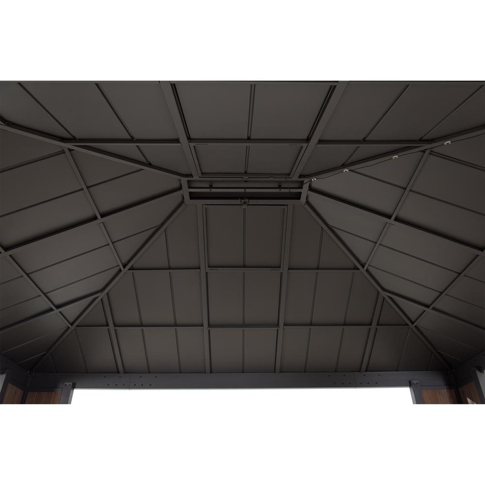Sunjoy 12 x 14 ft Hardtop Gazebo with LED Lighting and Bluetooth Sound