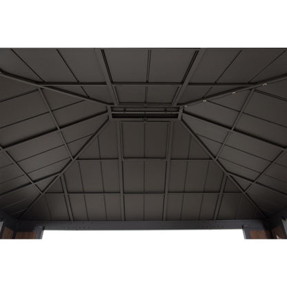 Sunjoy 12 x 14 ft Hardtop Gazebo with LED Lighting and Bluetooth Sound