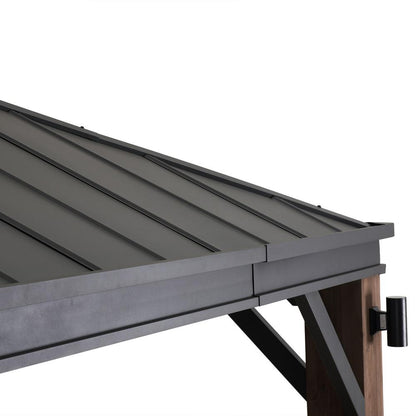 Sunjoy 12 x 14 ft Hardtop Gazebo with LED Lighting and Bluetooth Sound