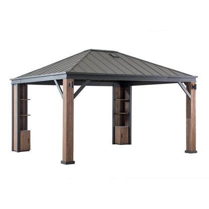 Sunjoy 12 x 14 ft Hardtop Gazebo with LED Lighting and Bluetooth Sound