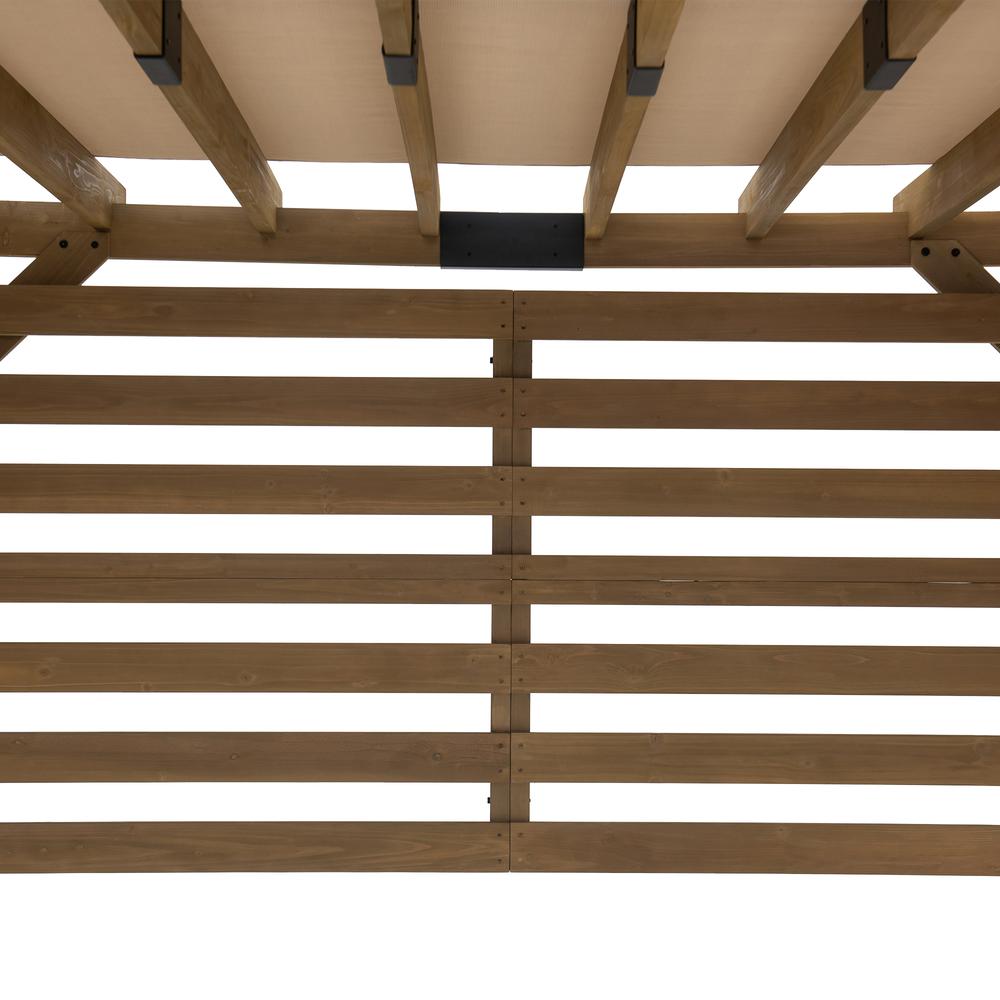Sunjoy 10 x 11 ft Cedar Wood Frame Pergola with Adjustable Canopy&Privacy Screen