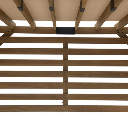 Sunjoy 10 x 11 ft Cedar Wood Frame Pergola with Adjustable Canopy&Privacy Screen