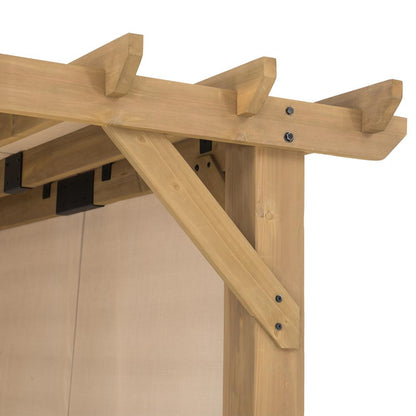 Sunjoy 10 x 11 ft Cedar Wood Frame Pergola with Adjustable Canopy&Privacy Screen