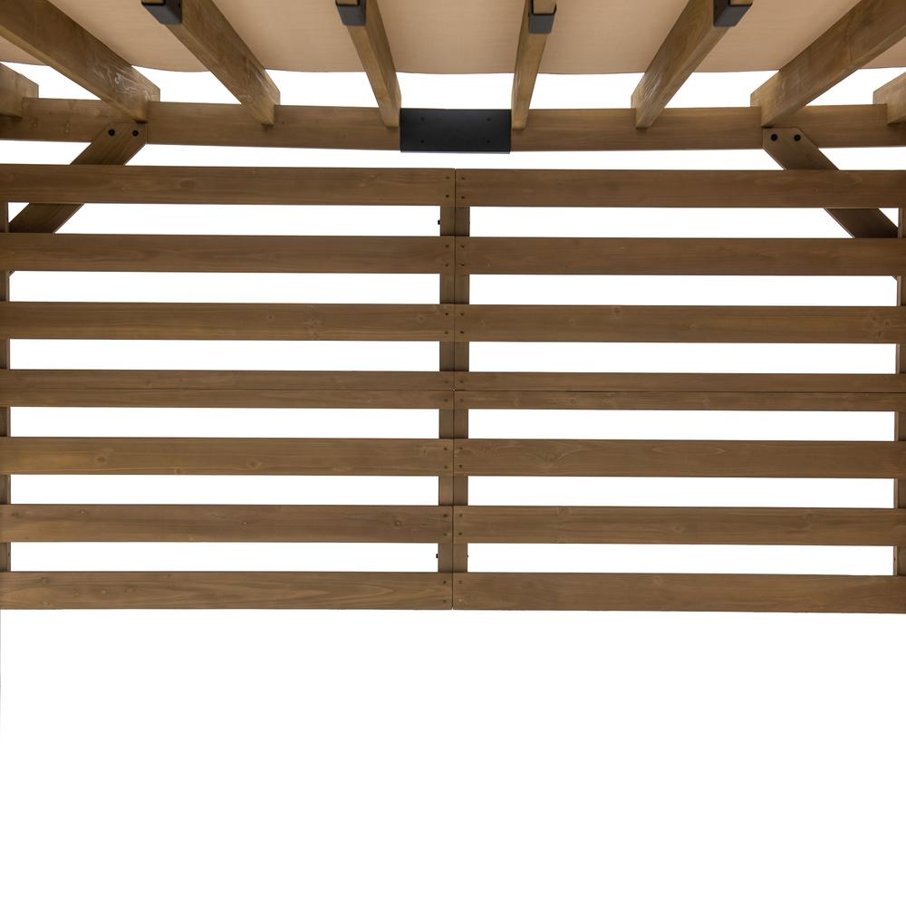 Sunjoy 10 x 11 ft Cedar Wood Frame Pergola with Adjustable Canopy&Privacy Screen