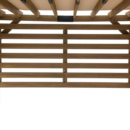 Sunjoy 10 x 11 ft Cedar Wood Frame Pergola with Adjustable Canopy&Privacy Screen