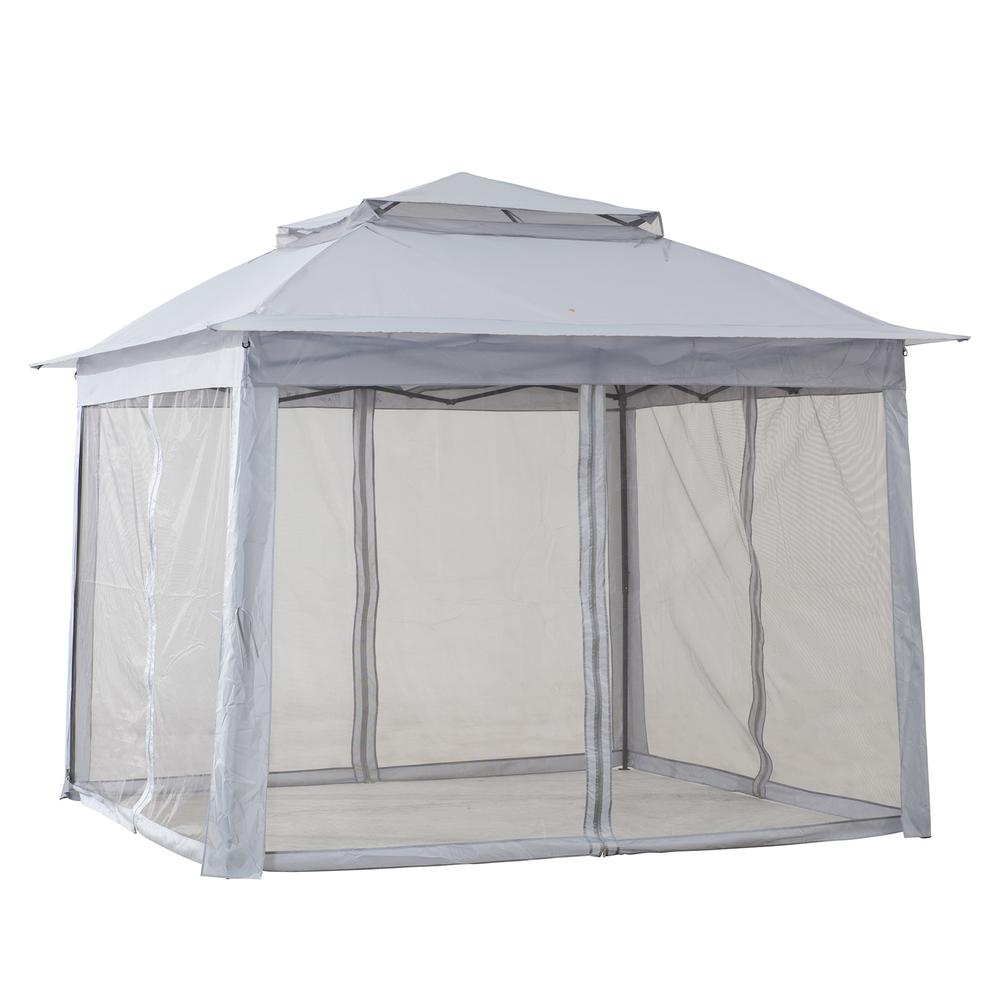 11 ft. x 11 ft. Gray Pop Up Portable Steel Gazebo